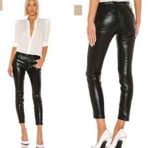 Frame Denim Revolve Black Le High Skinny Noir Croc Faux Crocodile Size …‎